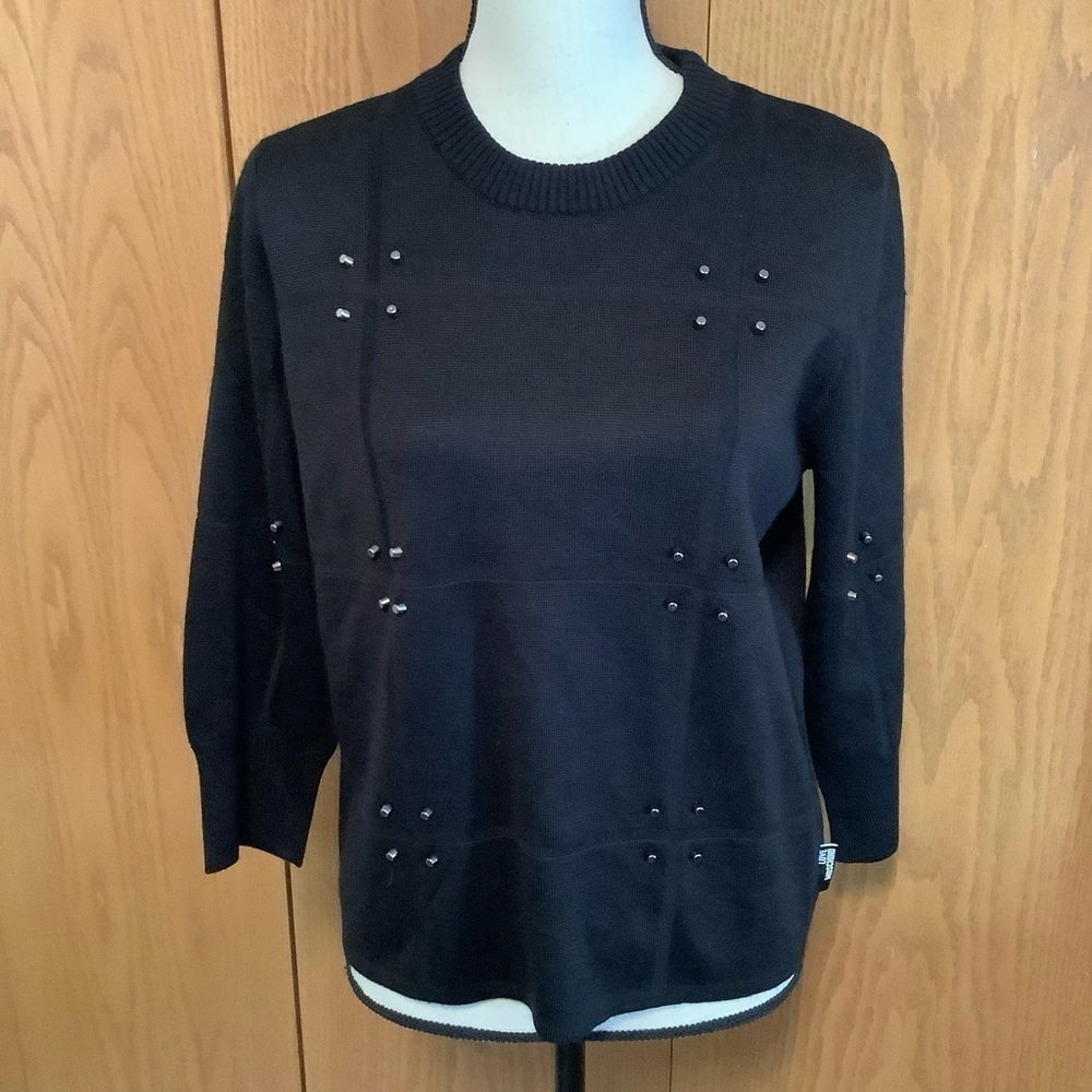 Love Moschino Black Silver Stud Knit Pullover Sweater Sz-4